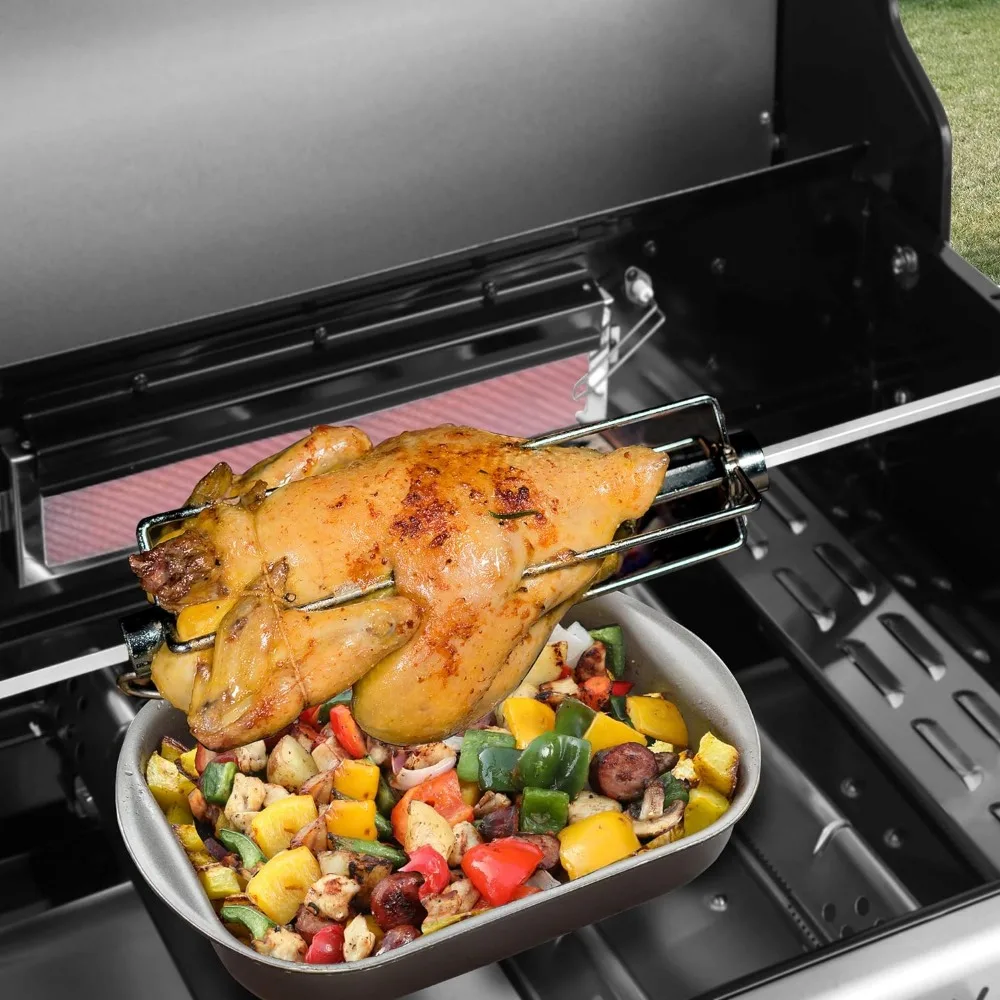 Imagem -05 - Propano Gás Grill com Rotisserie Kit Equipamento ao ar Livre Queimador Azul Estilo Bbq Cabinet Fogão a Querosene Ga5403b 74 Bbq