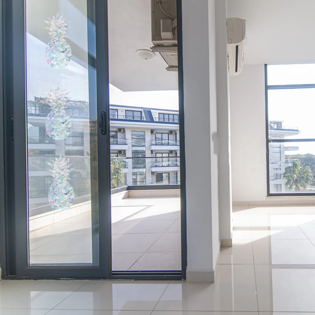 

4 Pcs Exquisite Pineapple Window Decals Premium PVC Refraction Stickers Indoor Scene Decor