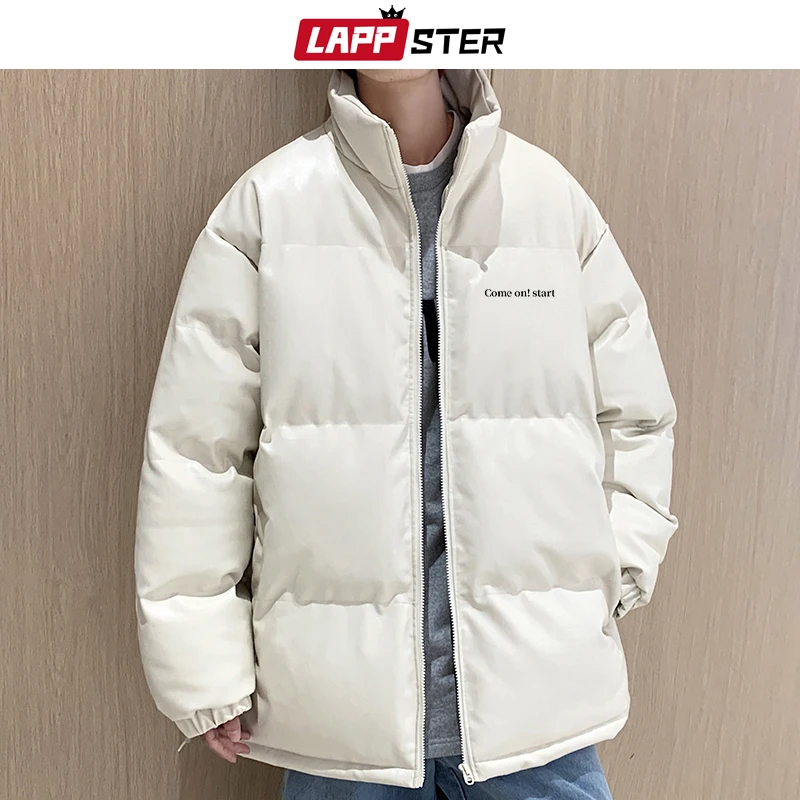 LAPPSTER Y2k Japanese Streetwear Leather Jacket 2023 Winter Thick Puffer Jacket Hip Hop Bubble Coat Korean Fashion Jackets Coats