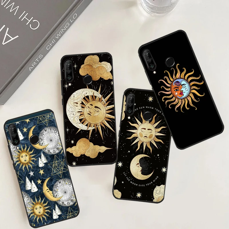 Hippie Sun and Moon Art For Huawei Nova 11i 3i 7i 8i Y91 Y60 Y70 Y61 Y90 Nova 11 Pro 10 9 SE P20 P40 P30 Lite Case