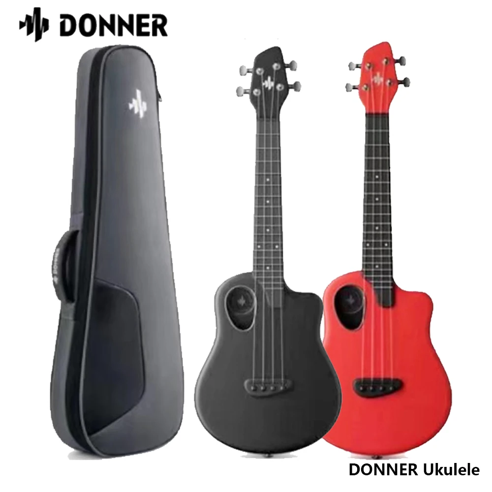 

Donner Carbon Fiber Ukulele Rising-U 23 Inch Travel Ukelele Bundle Kit Black with Free Online Lesson Gig Bag Strap