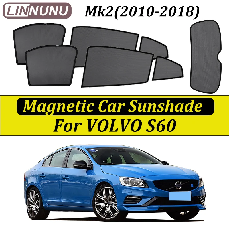 

LINNUNU Car Sunshade for Volvo S60 2nd 2010-2018 Side Window Mesh Curtain UV Protection Privacy Shield Auto Interior Accessories