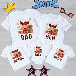 Christmas Day Deer Print Family Matching Outfits Casual Short Sleeve Family Outfit Fashion Christmas Day Summer Clothing