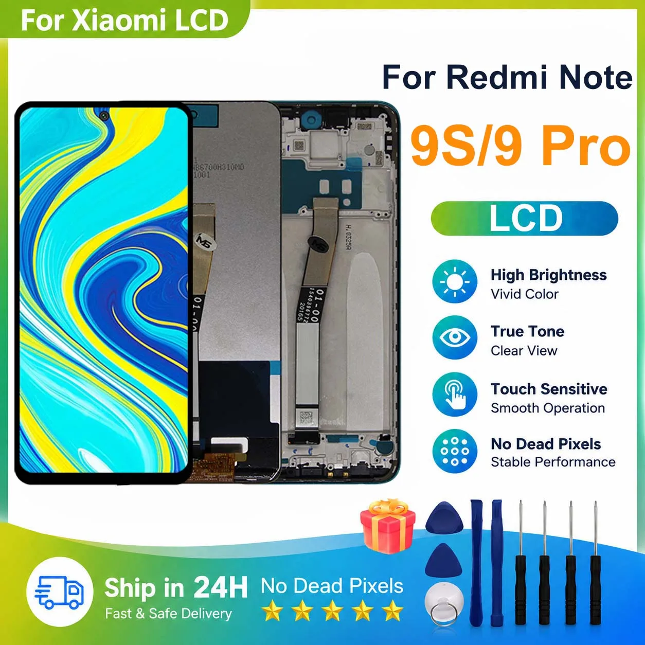 IPS LCD For Xiaomi Redmi Note 9 Pro LCD Touch Screen Panel Digitizer Assembly For Redmi Note 9S M2003J6A1G Display Replace Parts