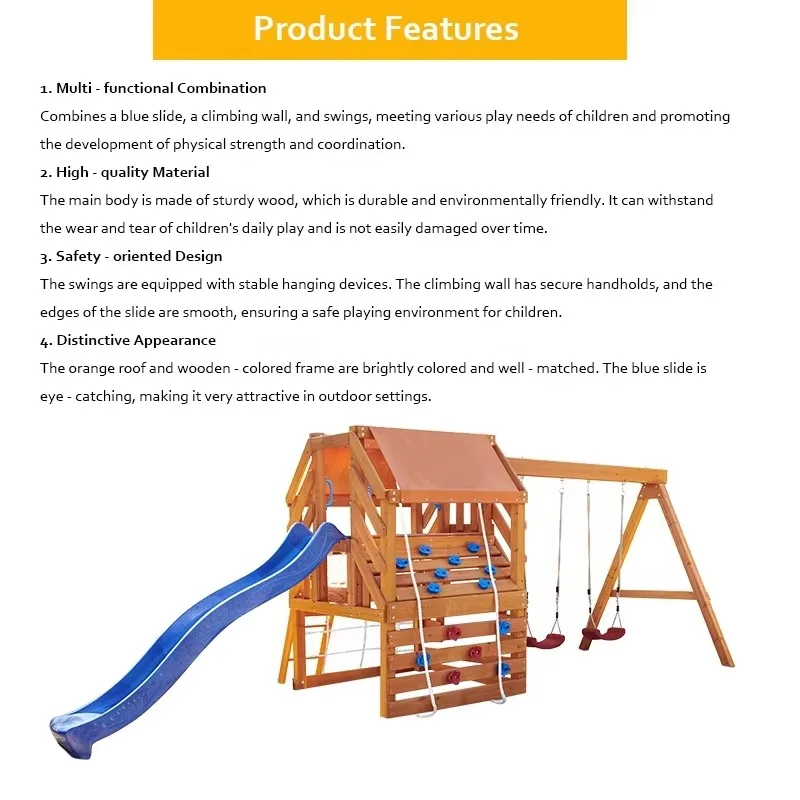 معدات الملعب في الهواء الطلق متعددة الوظائف للأطفال إطار التسلق مجموعة أرجوحة ملعب خشبي #4