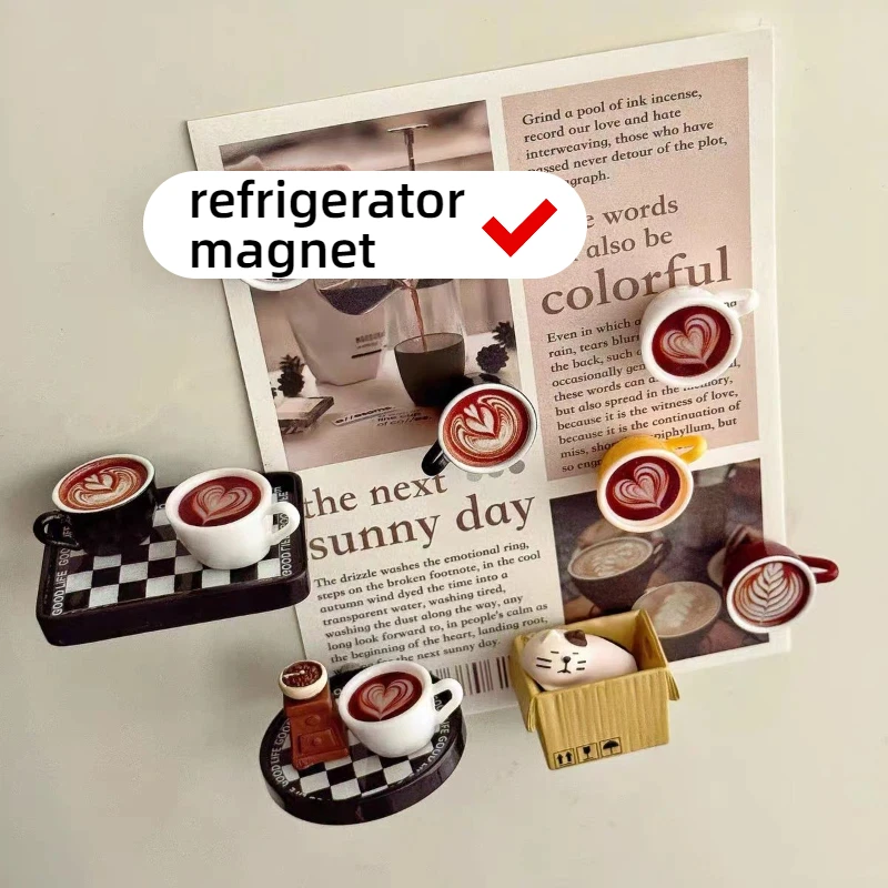 Retro Coffee Corner Refrigerator Magnet Light Fridge Magnet Magnetic Home Miniature Pegboard Coffee Shop Glowing Decoration