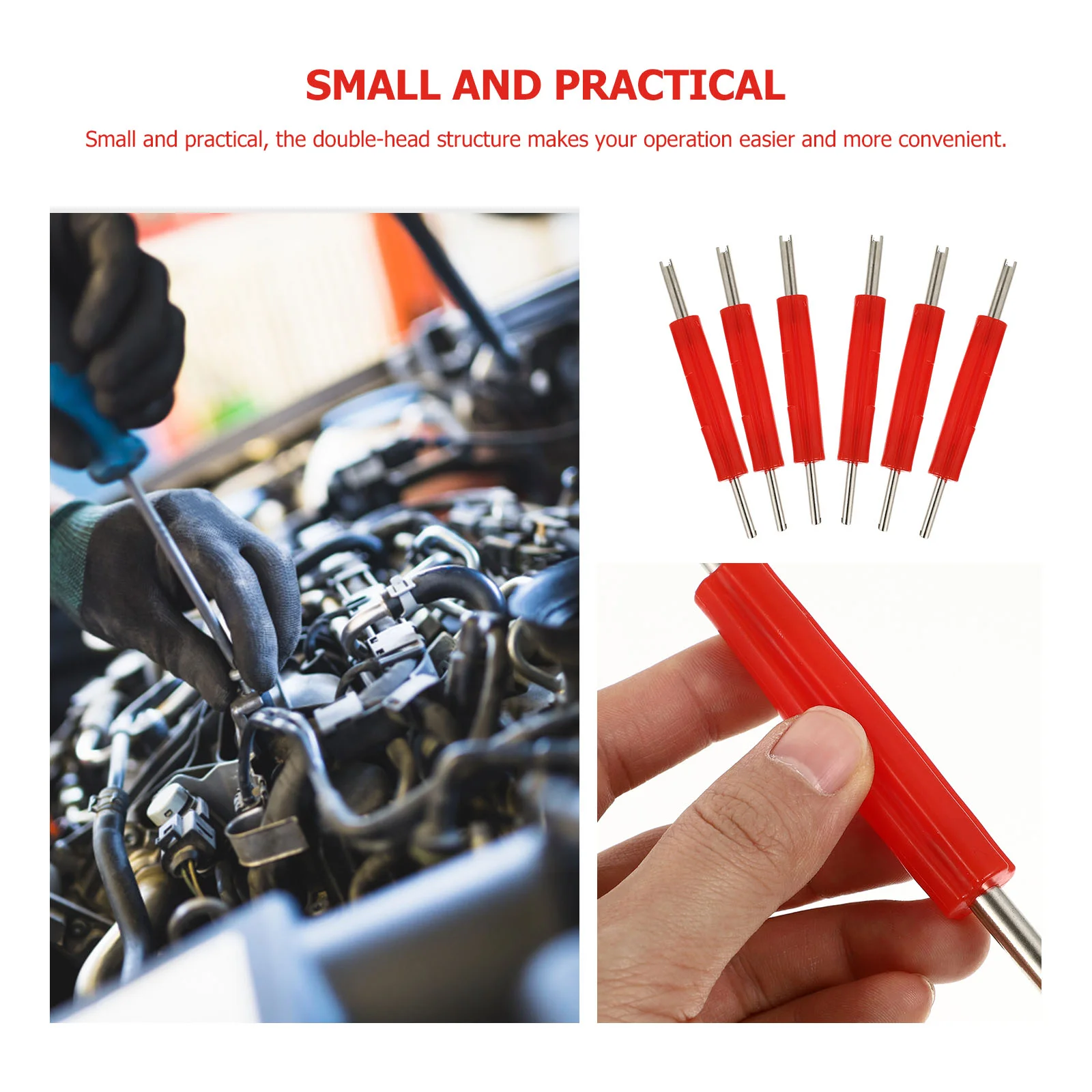 6 Pcs Valve Core Driver Remover Tool Tyre Removal Double Head Removing Car Accessories Air Conditioning Spool Screwdriver