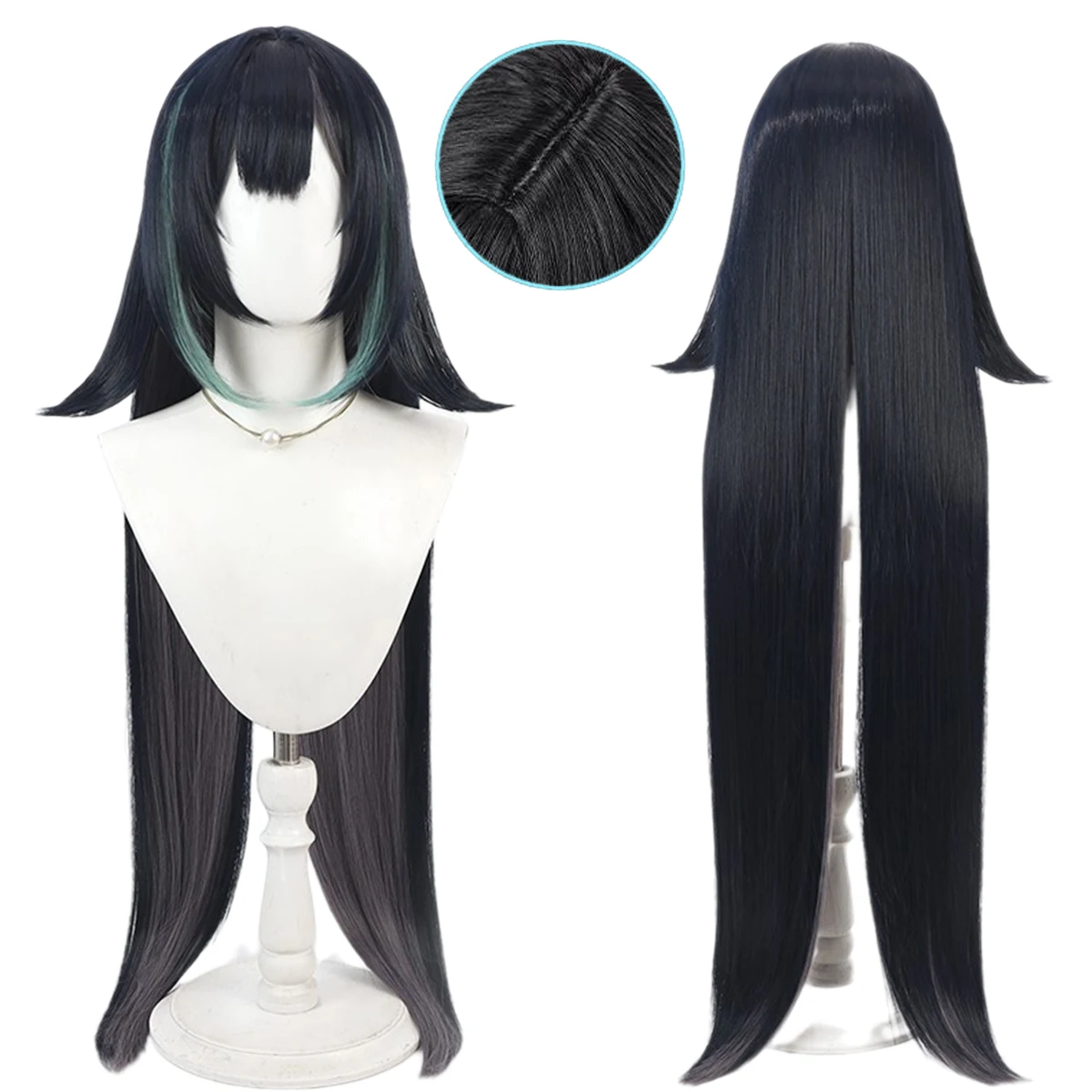 Lan Yan Parrucca Cosplay 1M Gioco LanYan Cosplay Sintetico Nero Capelli Lunghi Parrucca Del Partito di Halloween + Protezione Della Parrucca per Parrucche Cosplay Lan Yan