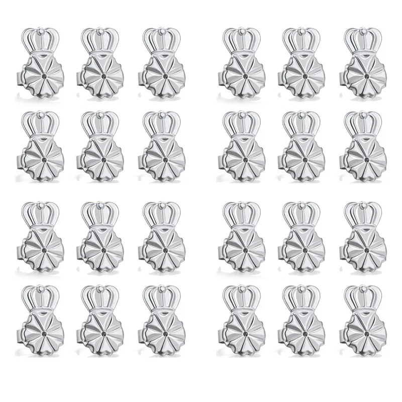 

A83F-12-Pairs Earring Backs,Earring Backs Lifter For Heavy Earrings, Adjustable Hypoallergenic Secure Earring Backs(Silver)