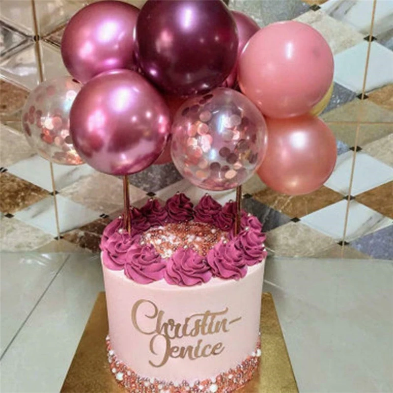 10 pçs 5 polegada balão bolo topper confetes balão festa de aniversário sobremesa decoração chá de bebê decoração de casamento suprimentos de bolo