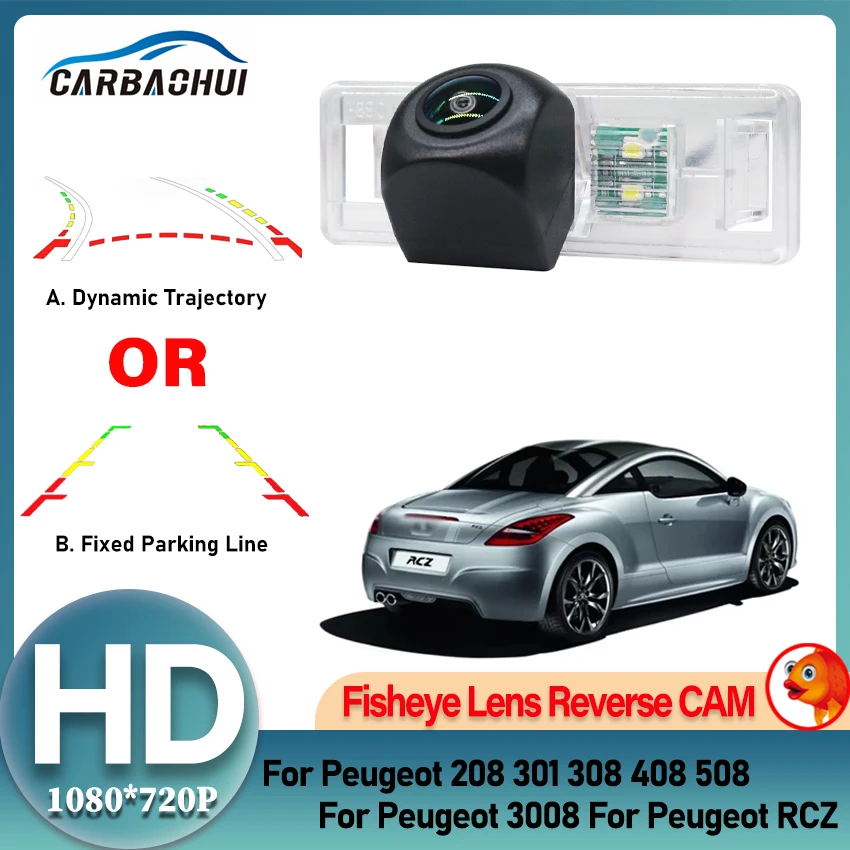 HD 1080*720 Samochodowa kamera cofania typu rybie oko Wysokiej jakości RCA Do Peugeot 208 301 308 408 508 Do Peugeot 3008 Do Peugeot RCZ