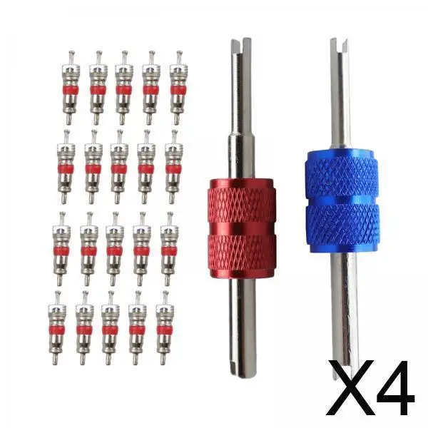 

Durable Valve Core Removal Tool Set with 2 Dual Head Removers and 20 Cores for Car Motorcycle Truck Bike Tire Repairs