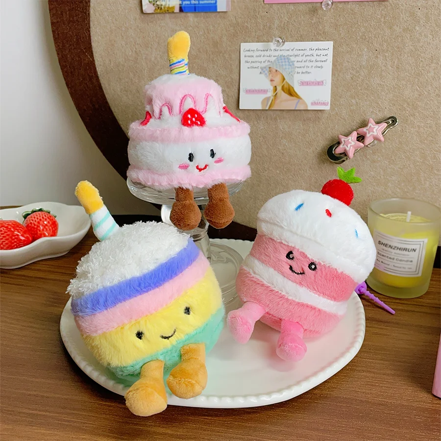 Cute and fun simulation cake, plush soft filling doll, dessert figurine, double-layer cake, couple keychain decoration image 5