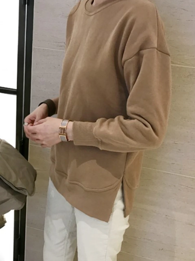 

Женская толстовка T28 с длинным рукавом на флисовой подкладке, весна-осень, из смесового хлопка, комфортная, теплая, базовый слой, уличный стиль, цветная