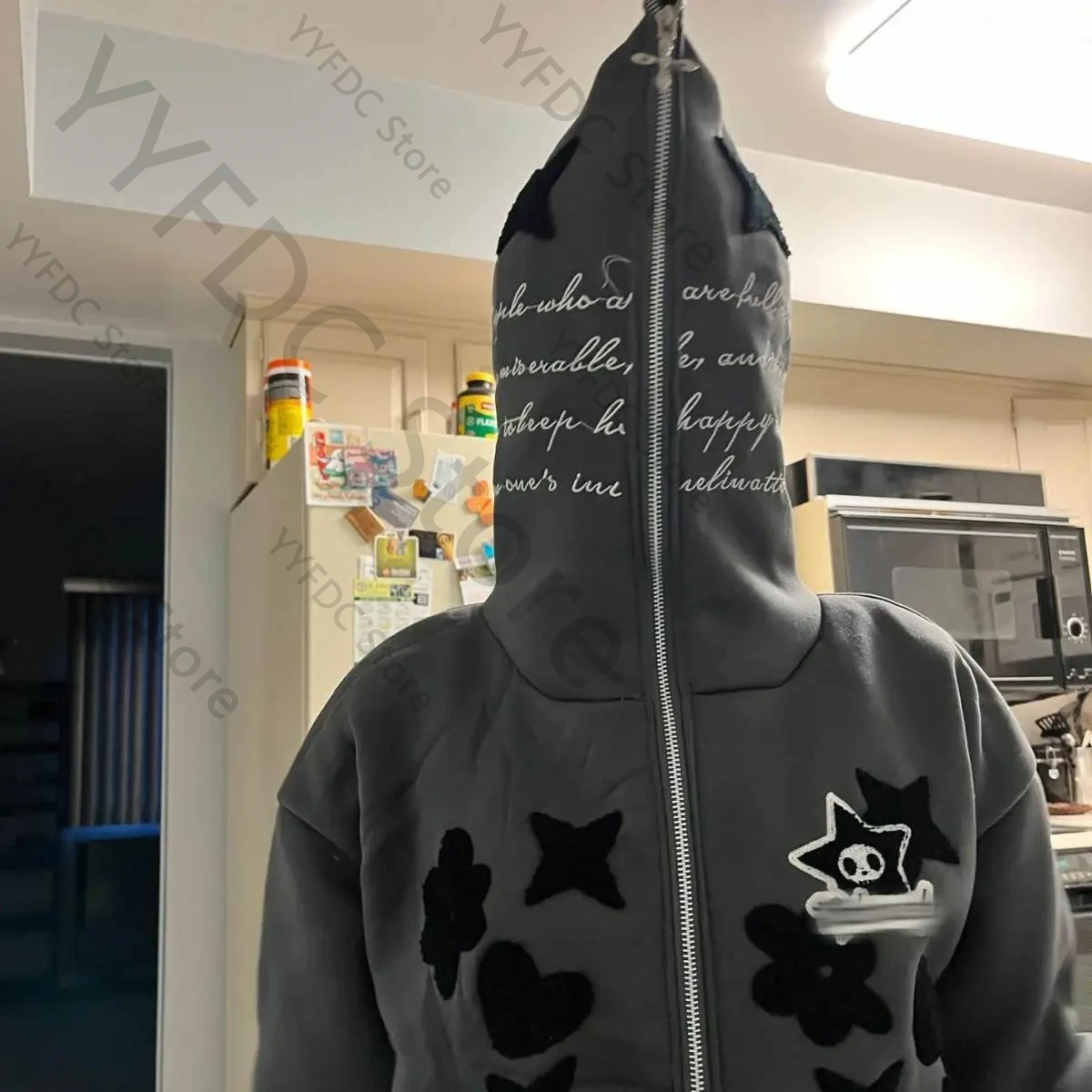 

Hip Hop Trend Zipper Hoodies Star Pattern Towel Embroidery Hoodie Coat Men Women Autumn Jacket Streetwear Trend Loose Sweatshirt