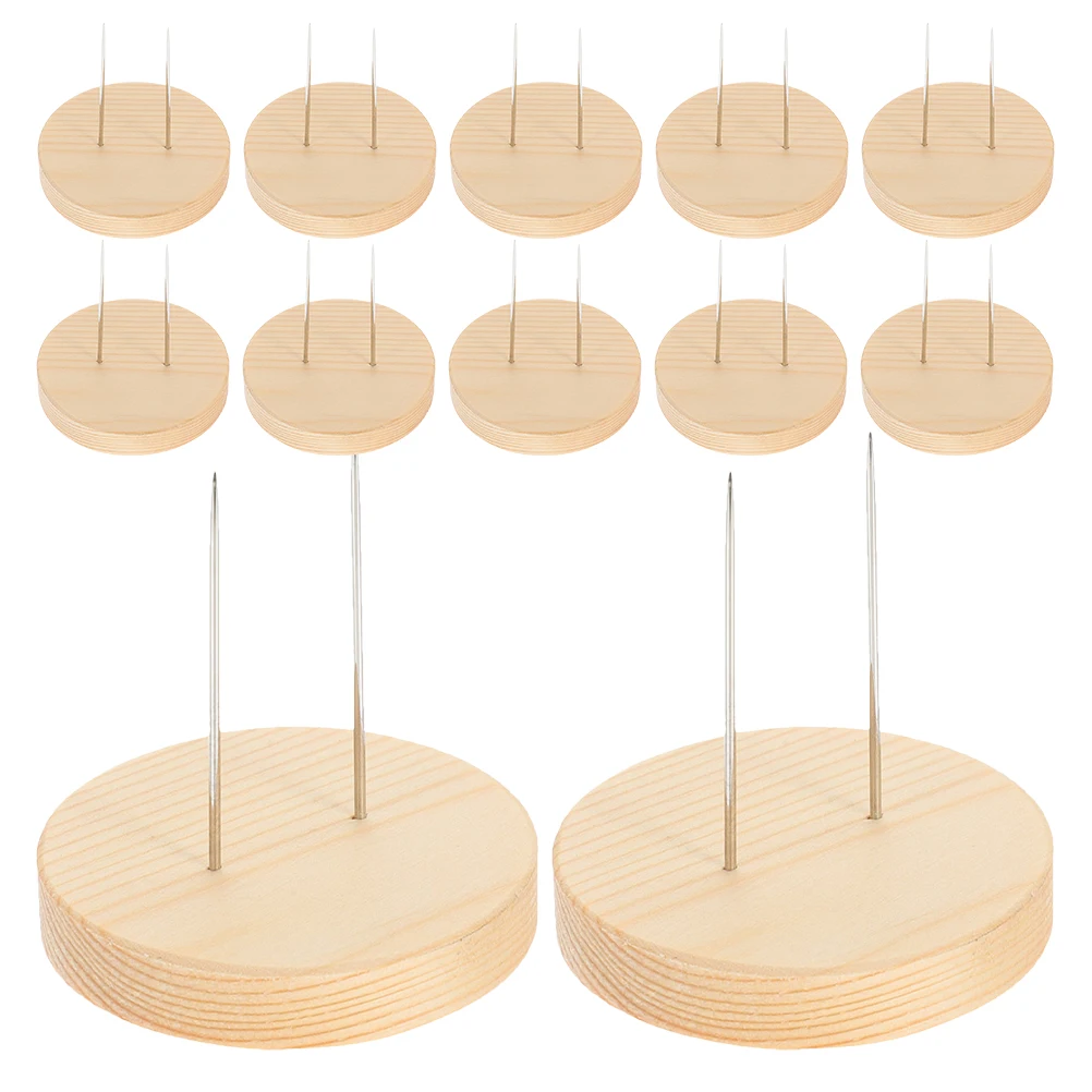 

12Pcs Crochet Display Rack Wooden Base Dual Needle Holder Stable Support for Handmade Clay Figures Craft Storage Showcase