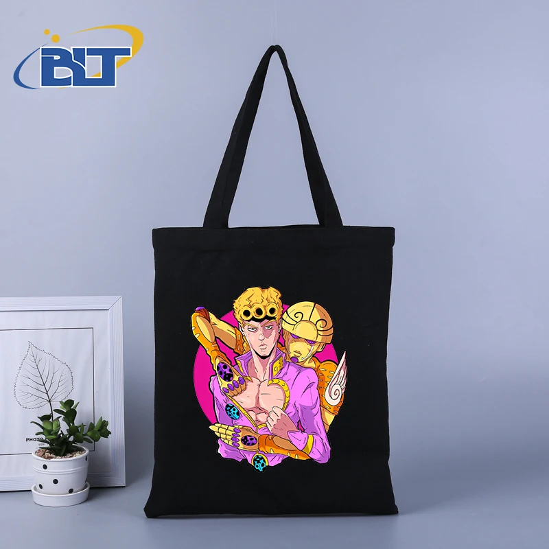 Jojo Aventura Bizarra Anime Print Canvas Shopping Bag, Bolsa de grande capacidade, Sacola, Bolsa de escola estudantil