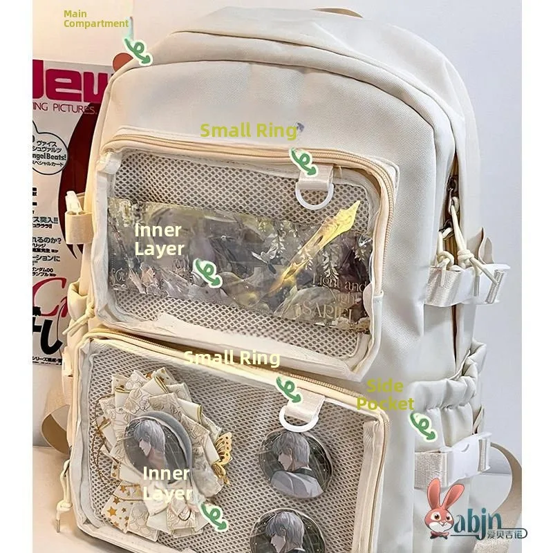 

Japanese Style Large Capacity School Backpack for Middle School Girls Double Shoulder Pain Relief Bag Sweet College Style