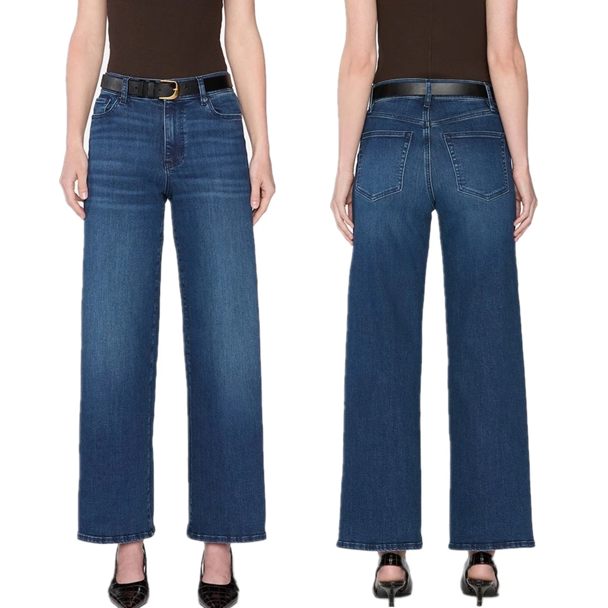 

Maxdutti French Elegant Commuting Mom Jeans Women Minimalist High Waist Dark Blue Stretch Straight Jeans Denim Trousers Wome