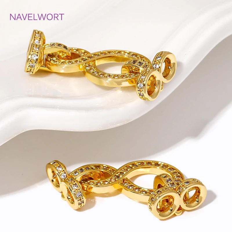 Fashion 18K Gold Plated Brass Inlaid Zircon Pearl Clasps Connector Clasp For Jewelry Making DIY Bracelet Necklace Accessories