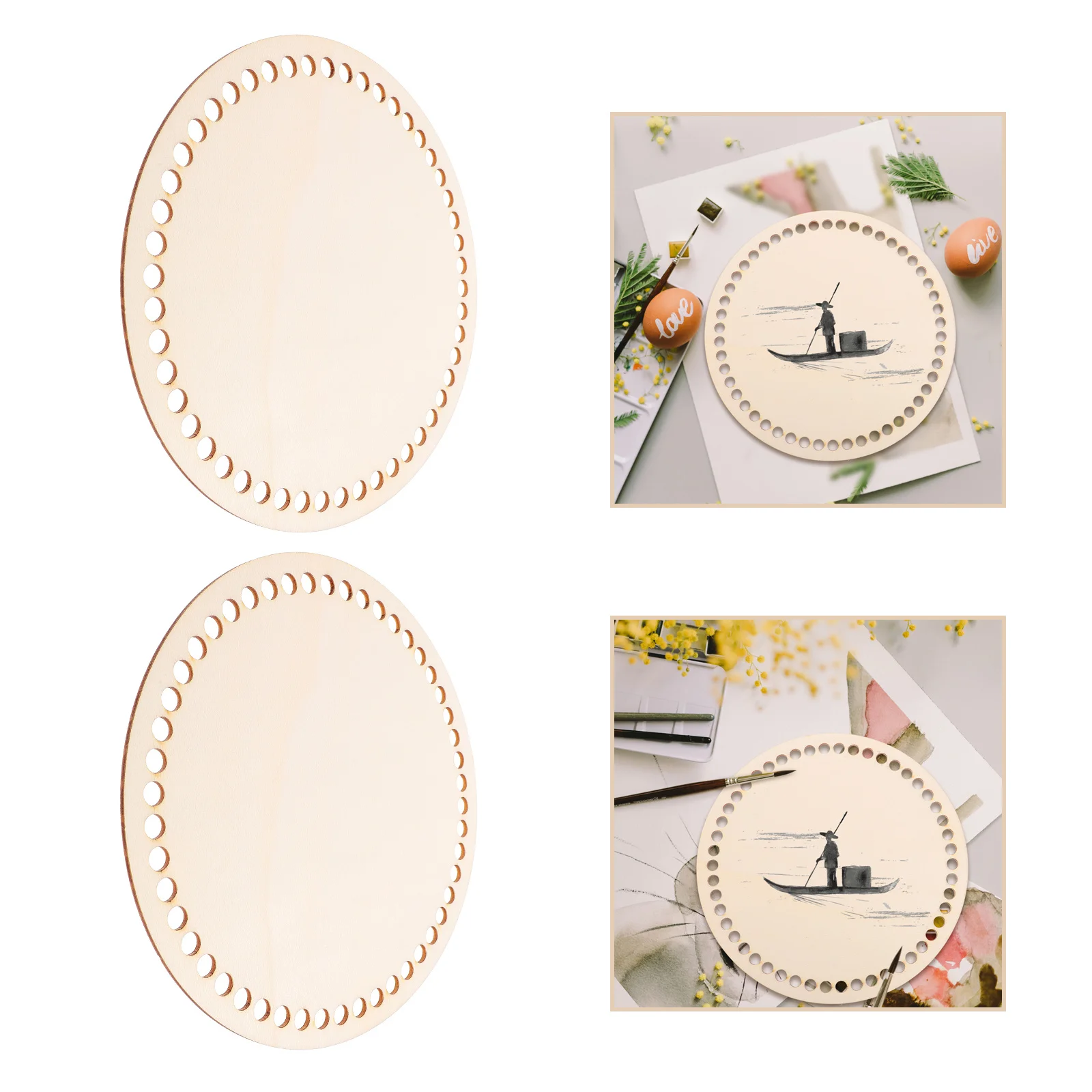 

2Pcs Wooden Basket Bottom Circle Solid Durable Crochet DIY Knitting Crochet Bag Material Replacement Tool