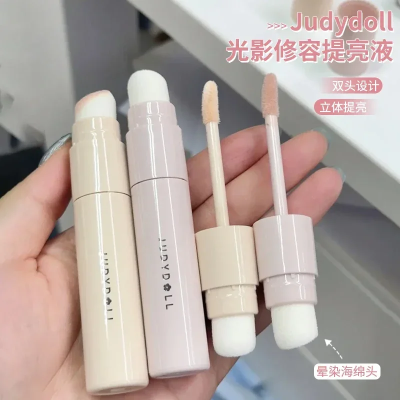 Judydoll تفتيح سائل تمييز الوجه الكنتوري ظلال الأنف الوردي الأبيض هيغليغتر عصا مع فرشاة لطخة ماكياج