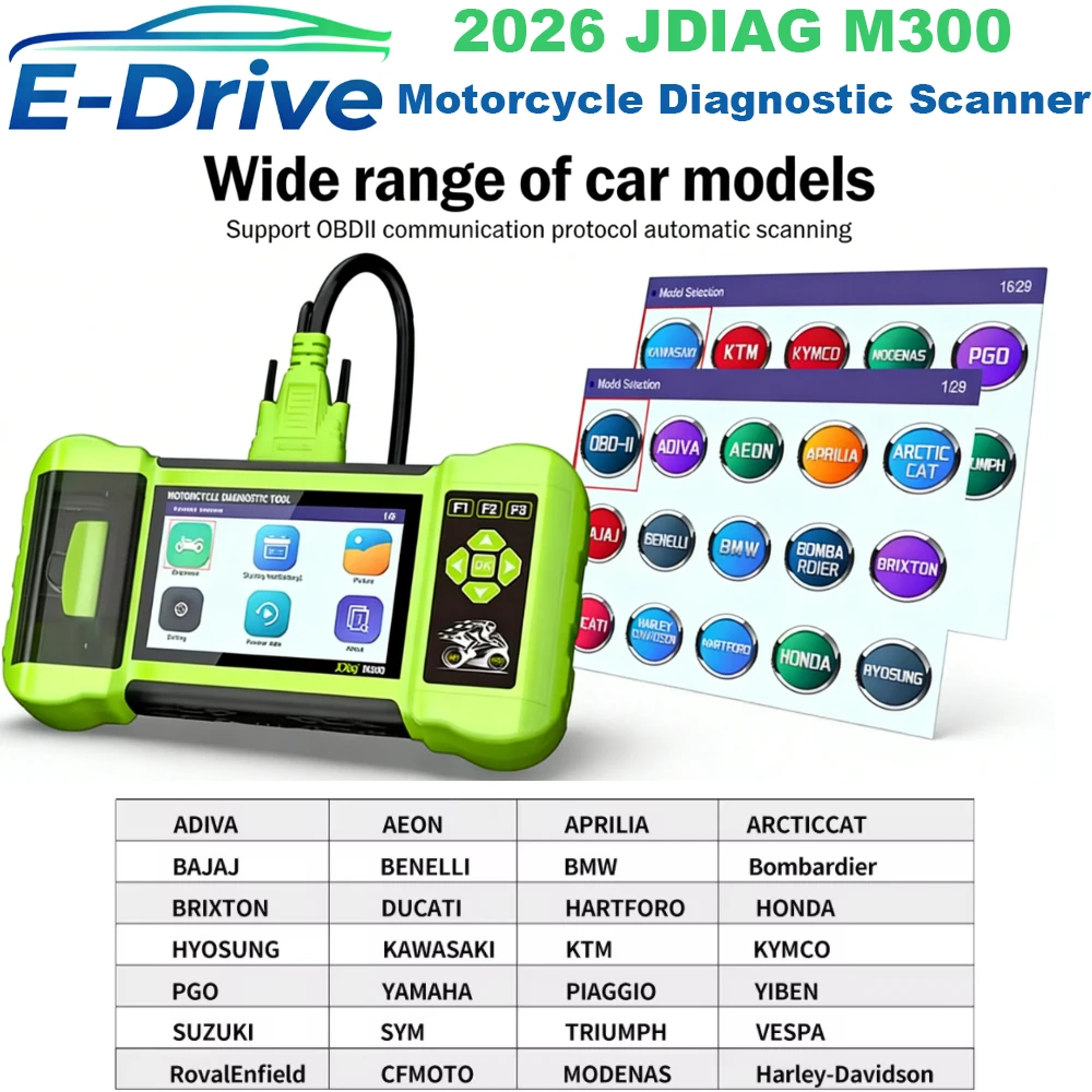 2026 JDiag M300 Motorcycle OBD2 Scanner ABS Engine Diagnostic Tool Fault Code Read Clear for BMW Yamaha Harley Honda Ducati