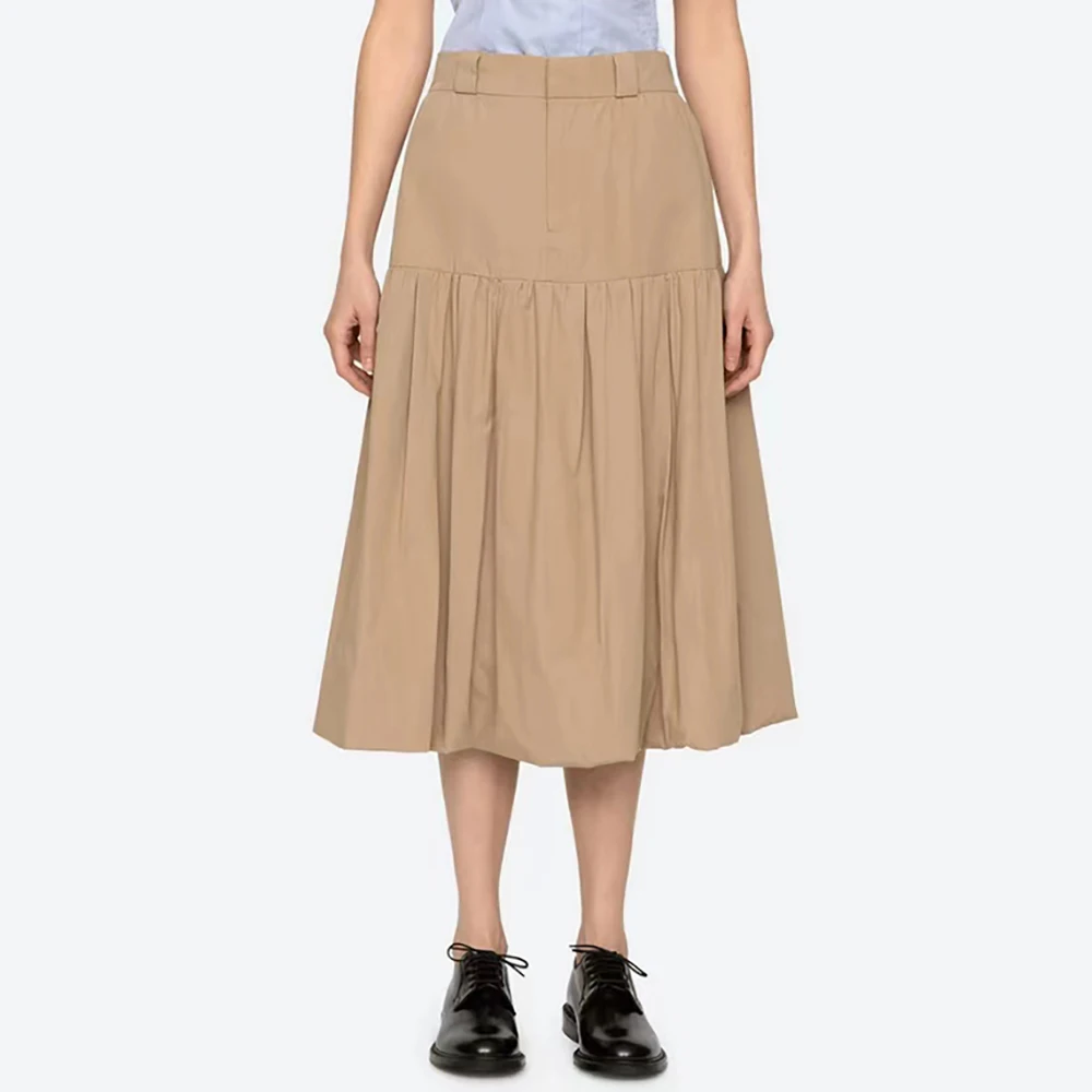 

Women's Cotton Pleated Slim Skirt, High Waist, Temperament, Commuter, A-line Skirt, New, Early Autumn, Y2k, 2024