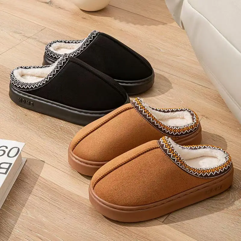 

2026 Winter Thick-soled Padded Warm Cotton Slippers Men And Women Suitable Couples Home Use Soft-Bottomed Cotton Shoes