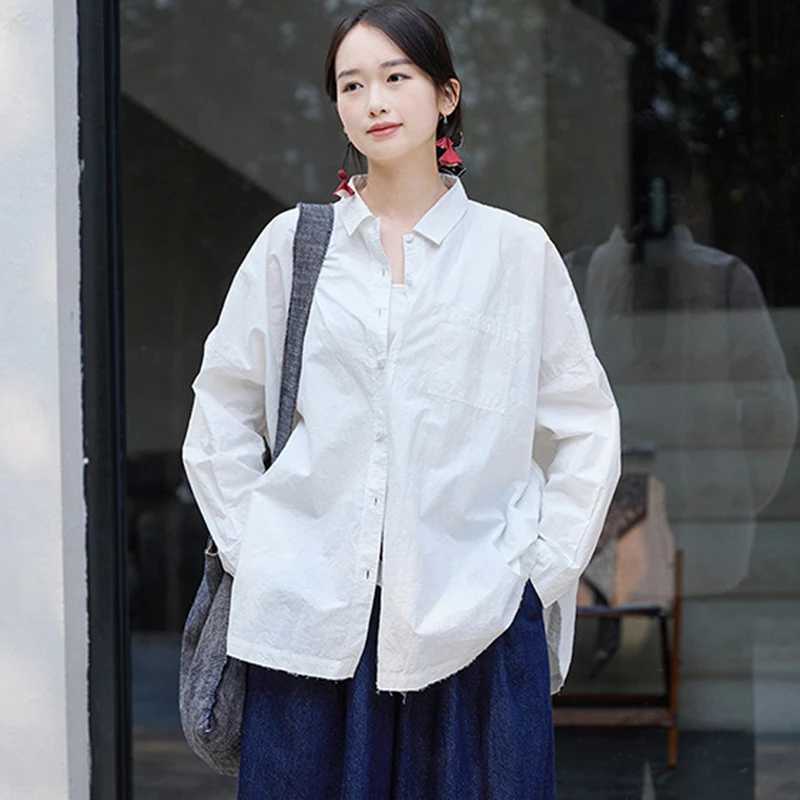 

Oversized Women Long Sleeve Casual Shirt New Arrival 2025 Spring Turn-down Collar Loose Female Cotton Linen Tops Shirts M1469