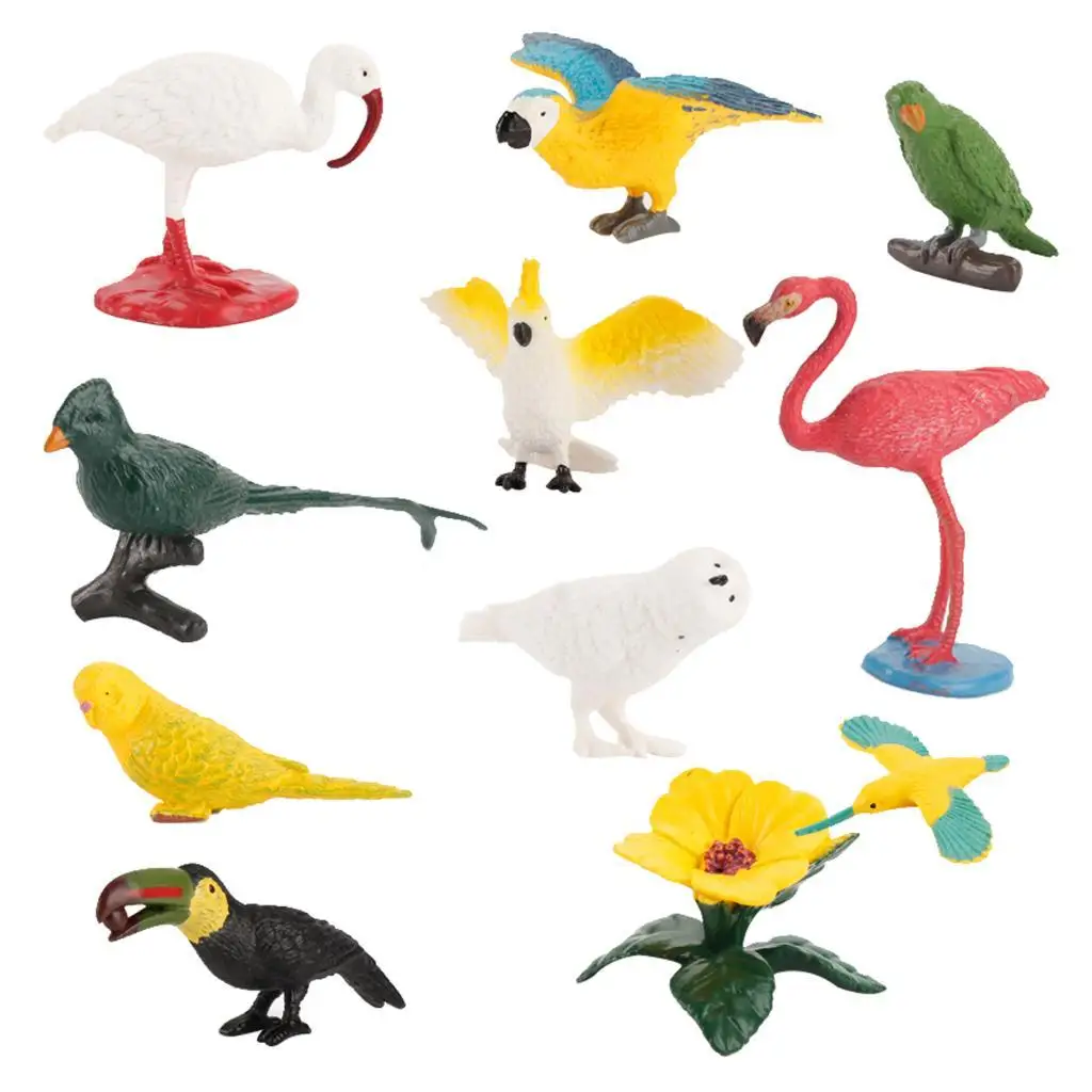 10pcs Model Egret Flamingo Science Decor Solid Model for gift for children