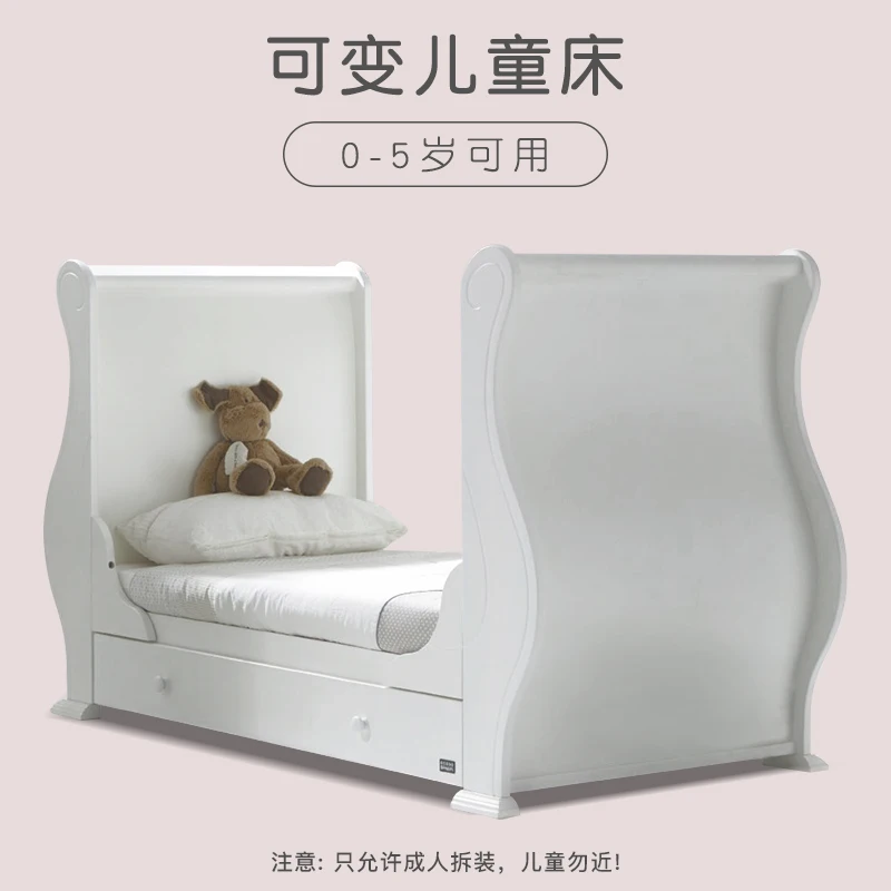 Baby  Stitching  Newborn Solid Wood Multifunctional Children's European Babies' Bed