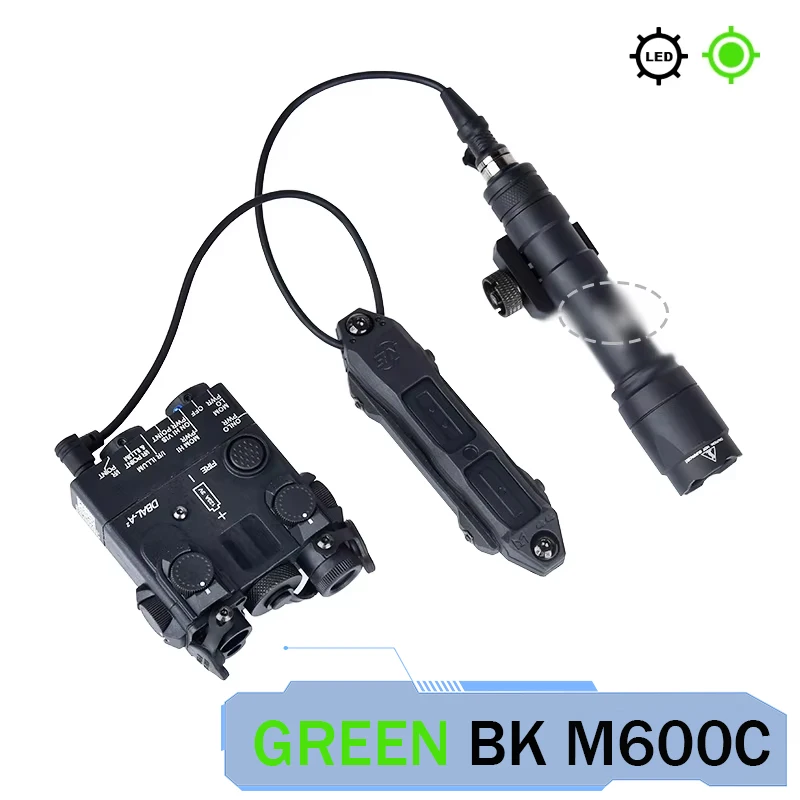 DBAL A2 Rood Groen Dot Laser Surefi M300 M600 Zaklamp Drukschakelaar Jacht Airsoft Wapen Licht Voor 20mm MLOK KEYMOD Rail
