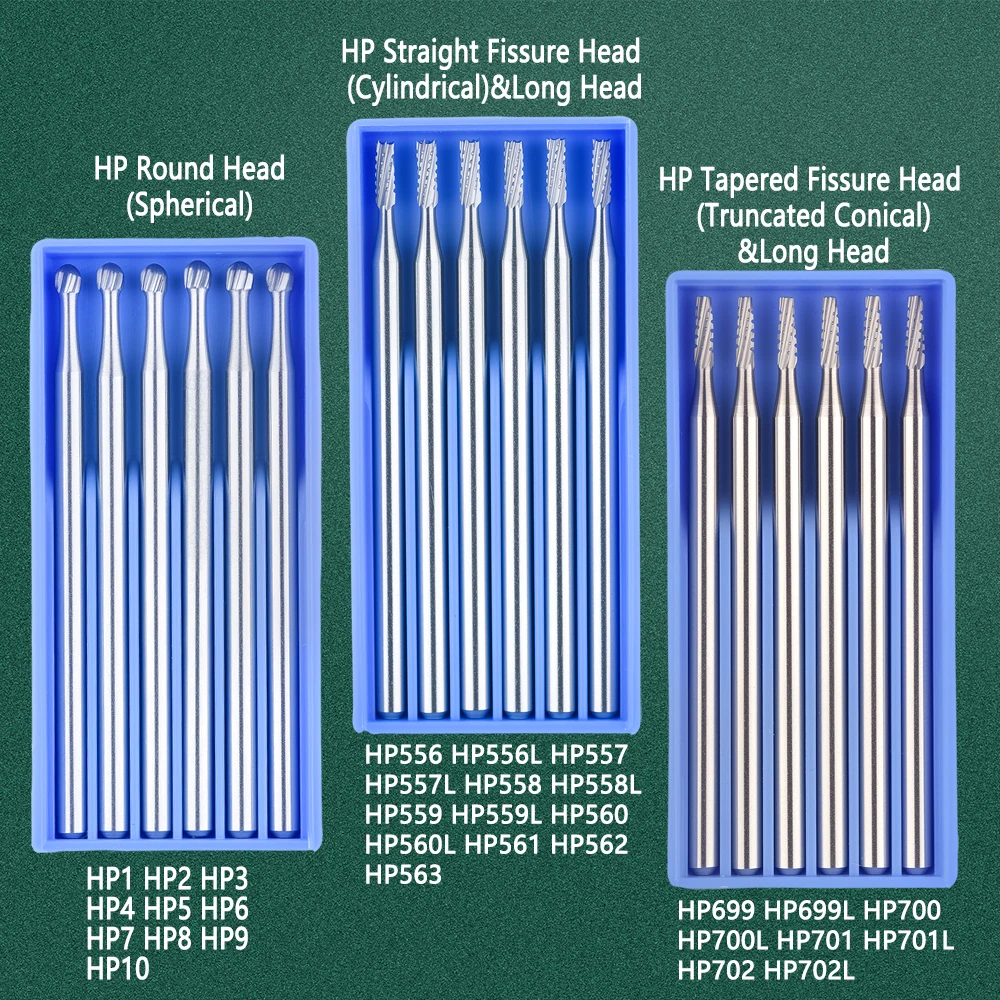 

6Pcs/Box Dental HP Tungsten Carbide Burs Low Speed strawberries Dentistry Drills HP Round Head Spherical burs Cutter Dental Tool