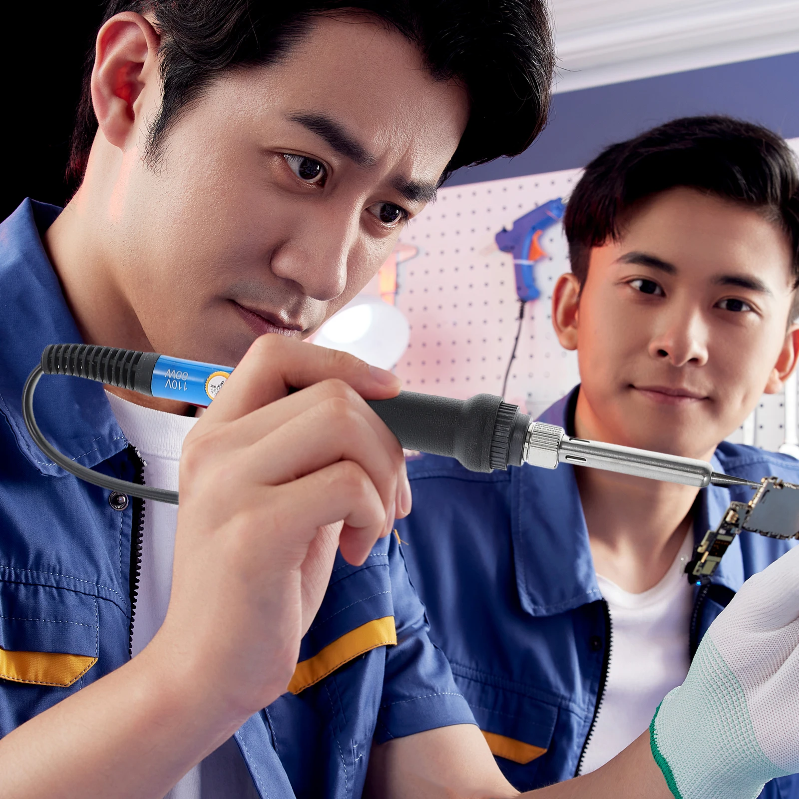 ชุดหัวแร้งบัดกรีปรับอุณหภูมิได้ 1 ชุด 60 วัตต์ พร้อมแท่นวางและหัวแร้งหลากหลายแบบ สำหรับงานอิเล็กทรอนิกส์ DIY