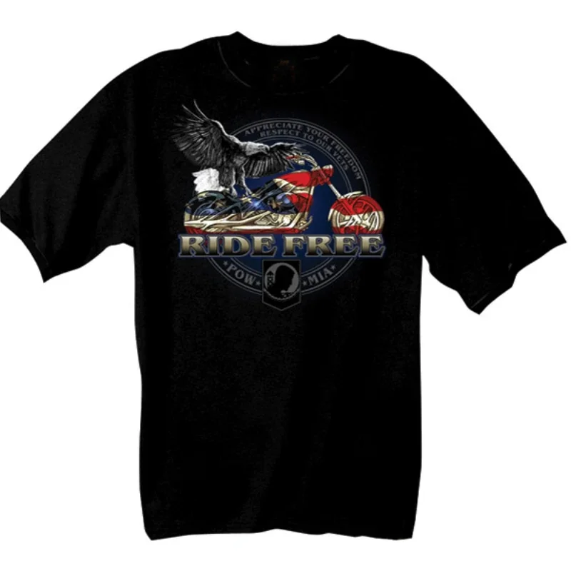 

POW-MIA American Motorcycle Ride Free Rider T-Shirt 100% Cotton O-Neck Short Sleeve Summer Casual Mens T-shirt Streetwear