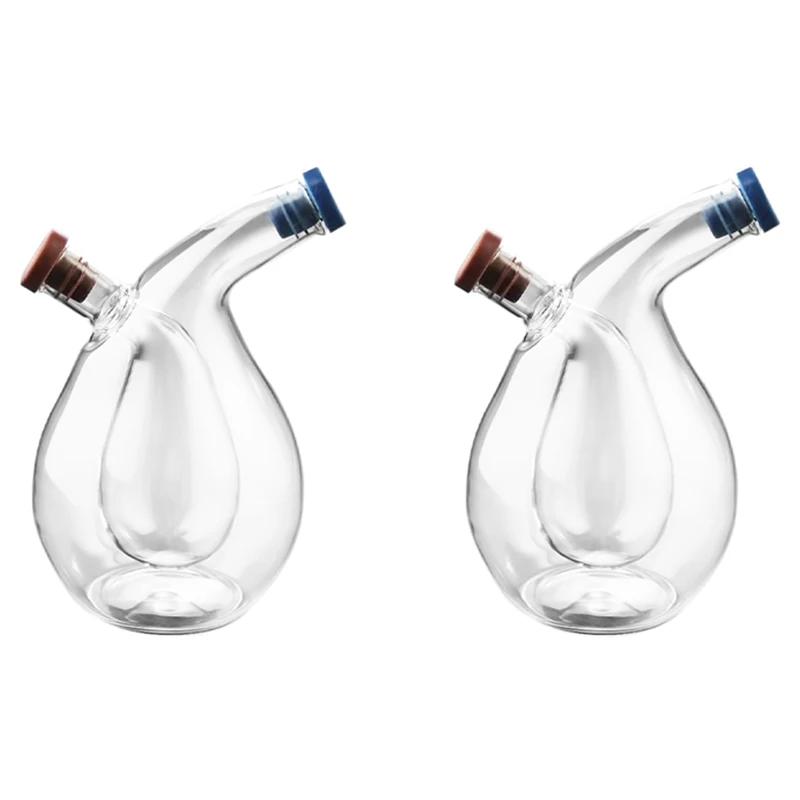 2X Kitchen Two-In-One Oil Dispenser Design Vinegar Cruet Olive Can Quality Oil Pourer Condiment Dispenser Bottle