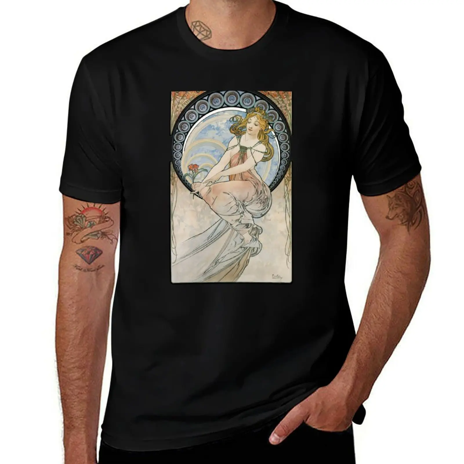 The Arts: Painting Alphonse Mucha T-Shirt t shirt man cotton T-Shirt