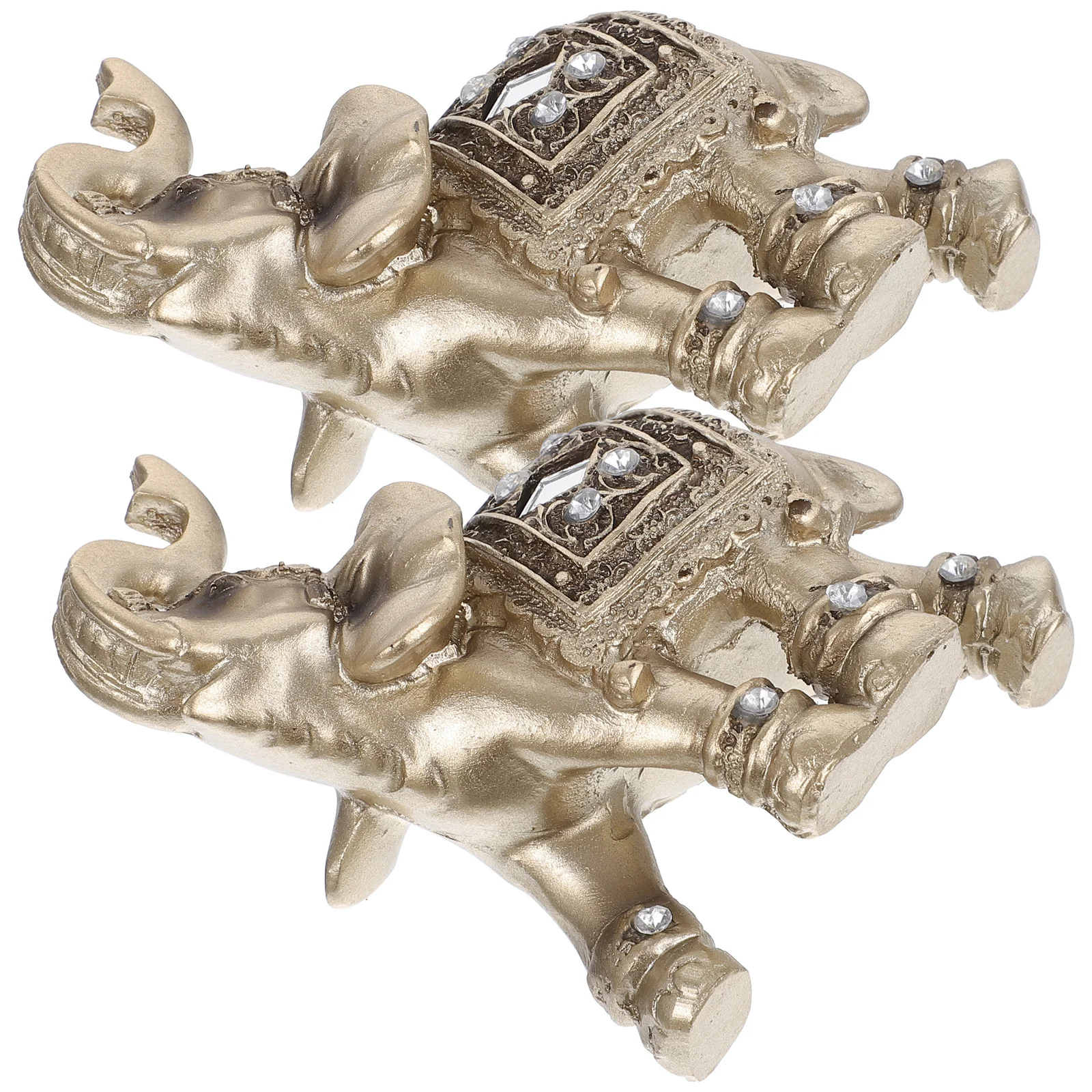 

2Pcs Resin Elephant Statue Vintage Small Auspicious Elephant Ornament Desktop Home Decor Resin Craft Household Adornment