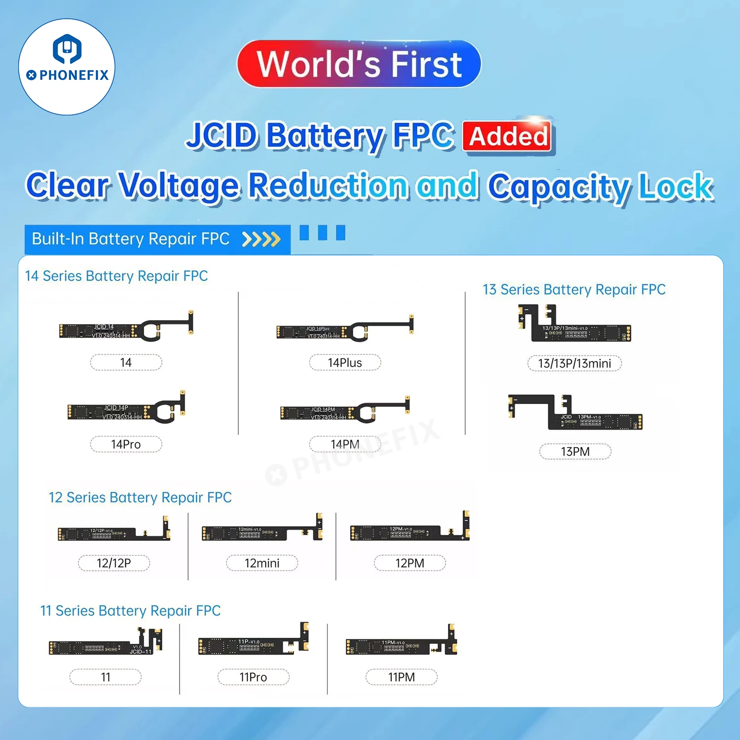 JCID V1SE Built-in Battery Repair FPC Replacement For iPhone 11 12 13 14PM Modify Battery Health to 100 Without Pop-up window