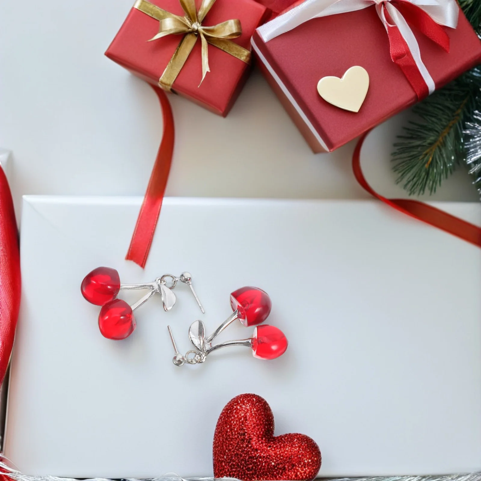 

1 Pair Cherry Dangle Earrings Creative Kawaii Fruit Jewelry For Women Fashion Drop Earrings Statement Womens Party Accessories