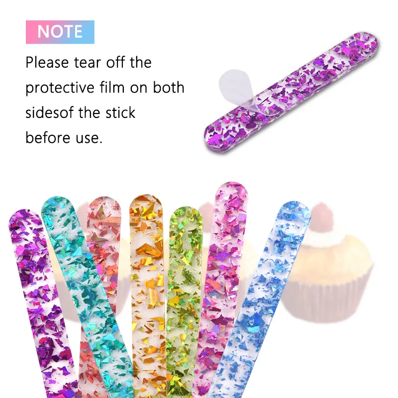 10pcs Food Grade Acrylic Ice Cream Sequin Sticks New Summer Homemade Popsicle  Accessories Reusable Creative Kitchen Model Stick