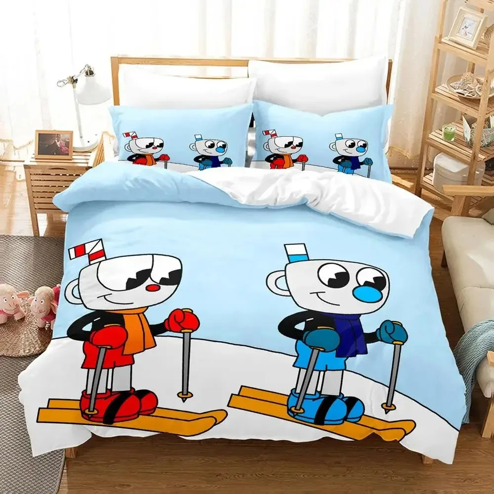 

Anime Cuphead Mugman Bedding Set Boys Girls Twin Queen Size Duvet Cover Pillowcase Bed Kids Adult Fashion Home Textileextile