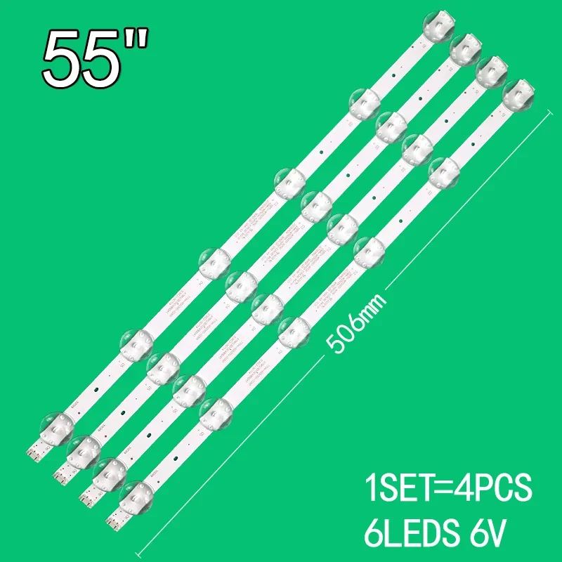 

4 шт. 6 светодиодов 6 в 506 мм для 55-дюймового телевизора 5850-W55000-AP00 43MK-W55G20-YAP00 55M9 55G20 55G30 55V20 55U5