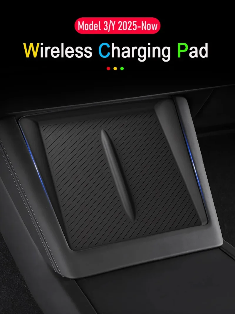 Mittelkonsole Kabelloses Ladepad Rutschfeste Matte für Tesla Model 3 Model Y 2025 2026 Auto-Innenausstattung Zubehör – Detail 5