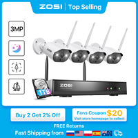 ZOSI 3MP Wireless Security Cameras System with 8channel H.265 2K CCTV NVR & 3MP HD Outdoor IP Camera WiFi Video Surveillance Kit