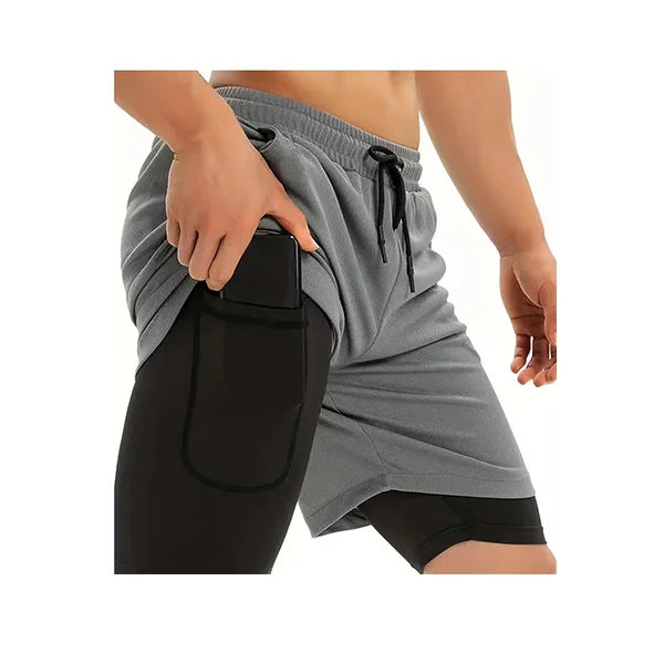 Professionelle Sportshorts für Herren, doppellagig, eng anliegend, hohe Elastizität, schnell trocknend, Schweißabsorption, atmungsaktiv – Detail 11
