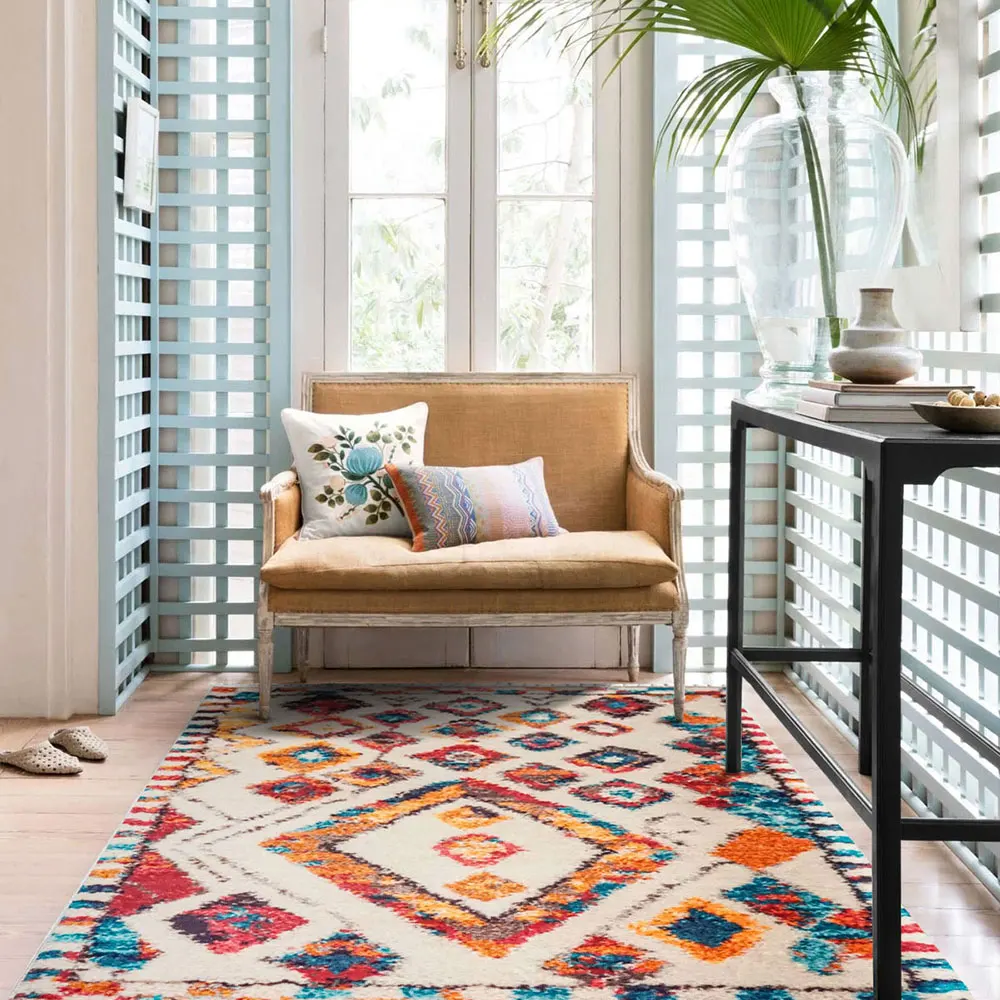 

Retro Morocco Living Room Bedroom Carpet Soft Fluffy Tassel Bedside Floor Mat American Large Area Rug Bohemian Vintage Rugs