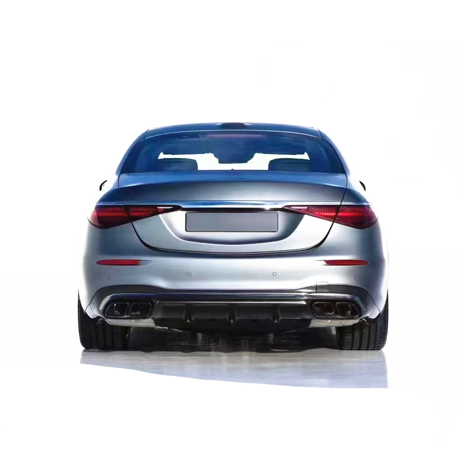 For  Mercedes Benz S Class W223 S63 AMG S580 Sedan 4-Door Sport 2022 2023 Rear Bumper Diffuser Lip +Muffler Exhaust Pipe Tip Kit