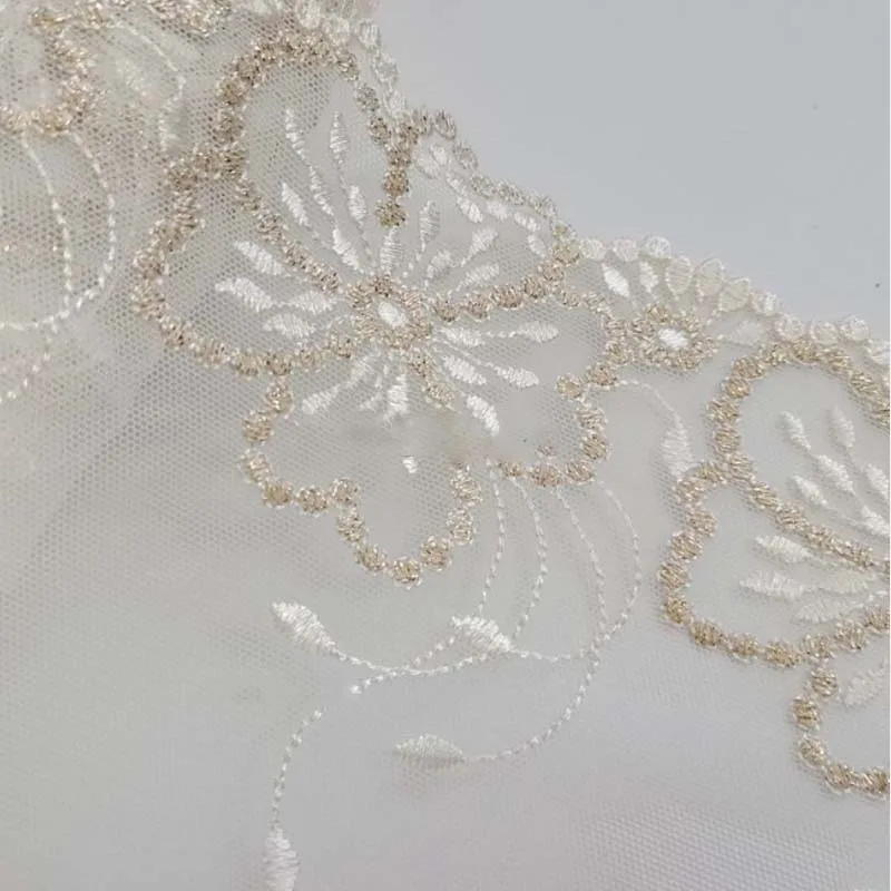 14Yards Vintage Hair Decoration Embroidery White Golden Lace Trim Wedding Dress Skirt Underwear Lace Trims Fabric